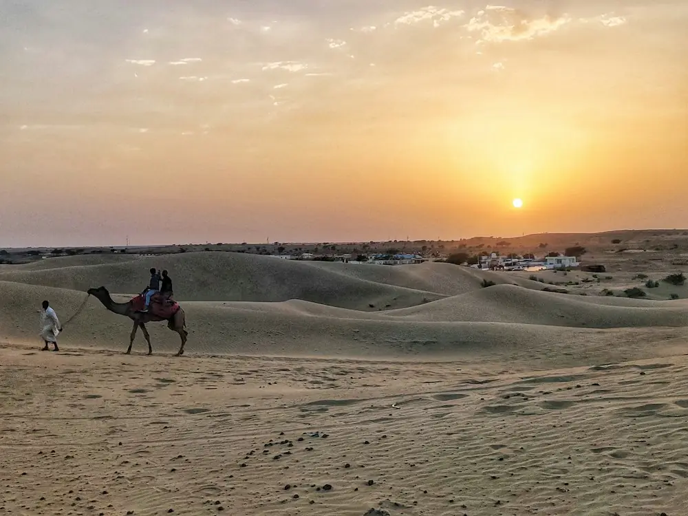 Sand dunes at sunset near Sam, Jaisalmer, on a jeep safari